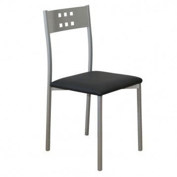 Silla Costa cocina color negro polipiel metal 86x41x47
