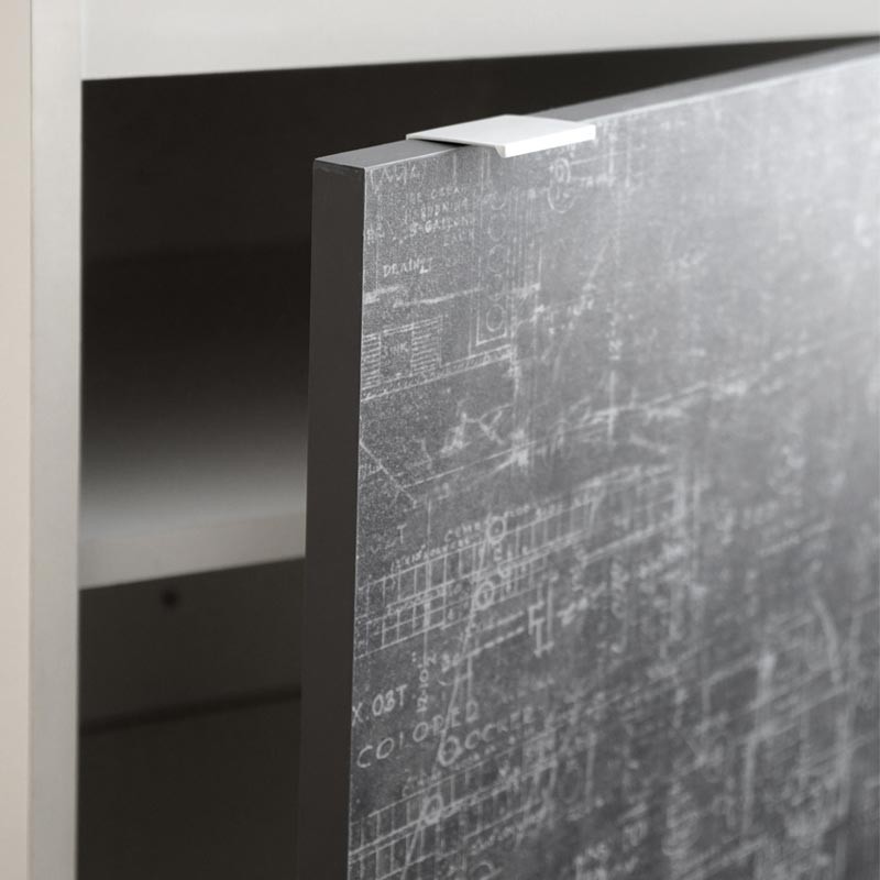 Mueble de baño con lavabo y espejo blanco y pizarra Miroytengo.es