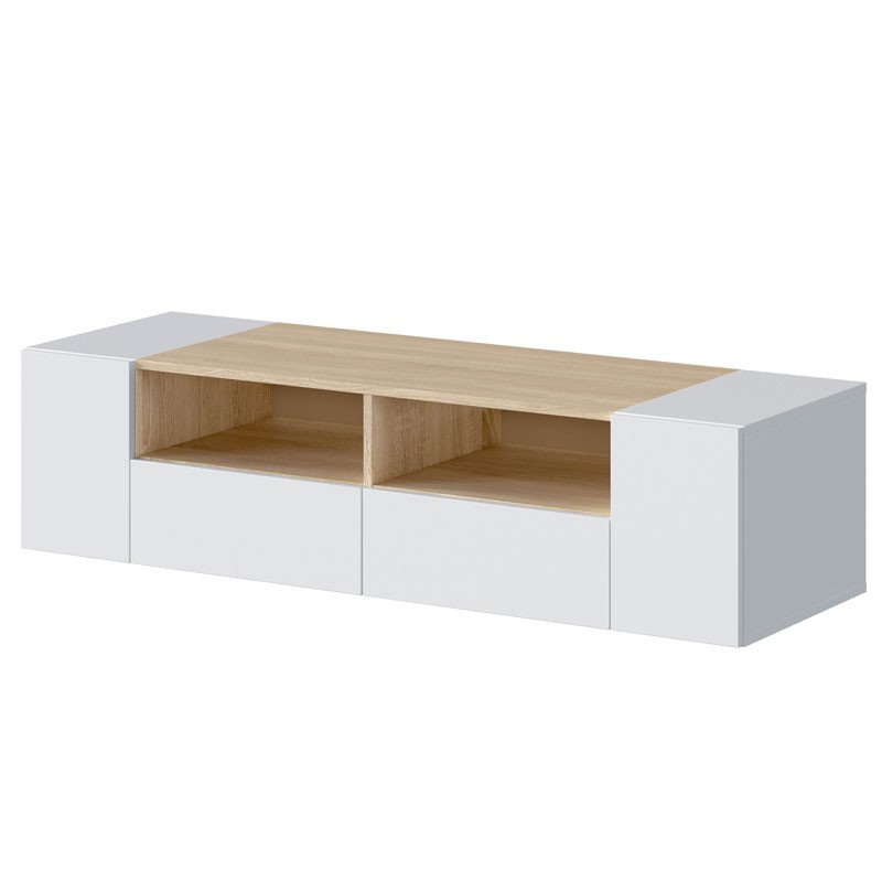 Genérico Mueble TV Salón, Mesa TV Madera, Muebles para TV de hasta 60  Pulgadas, Blanco, Moderno, Nórdico, con 2 Puertas, 2 Compartimientos