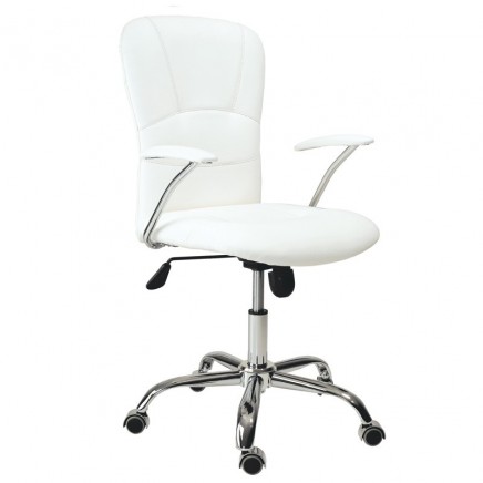 Sillon Estudio Oficina Estilo Moderno Color Blanco Con Ruedas