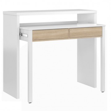 Mesa escritorio desplegable Blanco artic y roble canadian 98x87x36cm