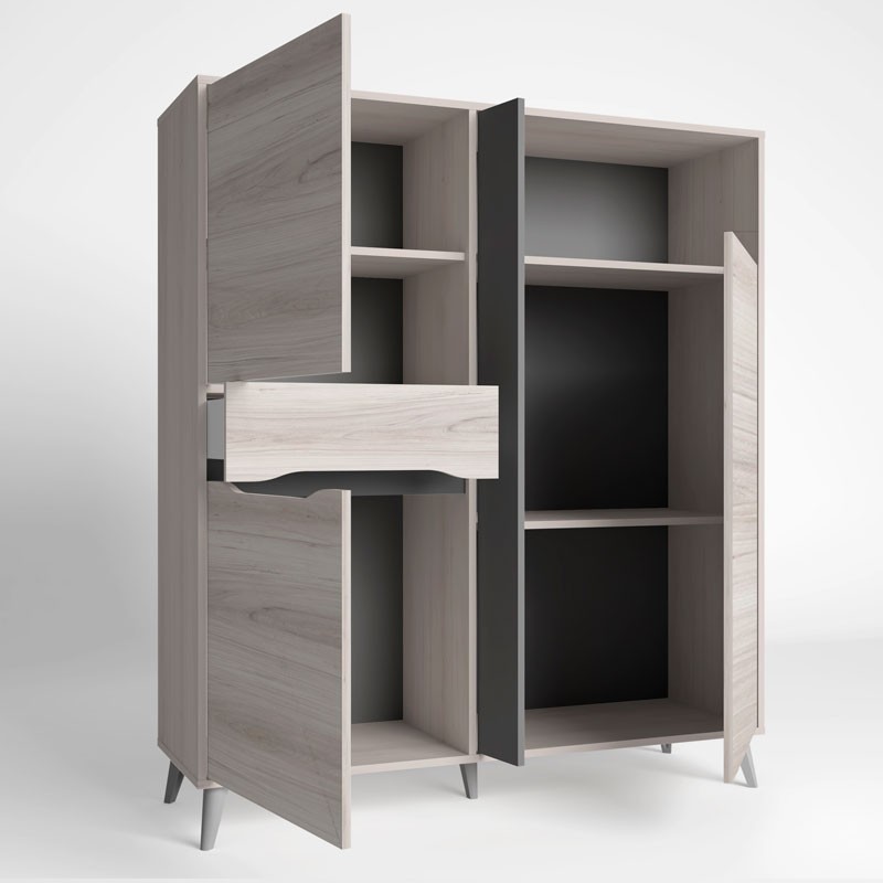 Aparador Alto Salón Atenea Estilo Moderno 147x129x40