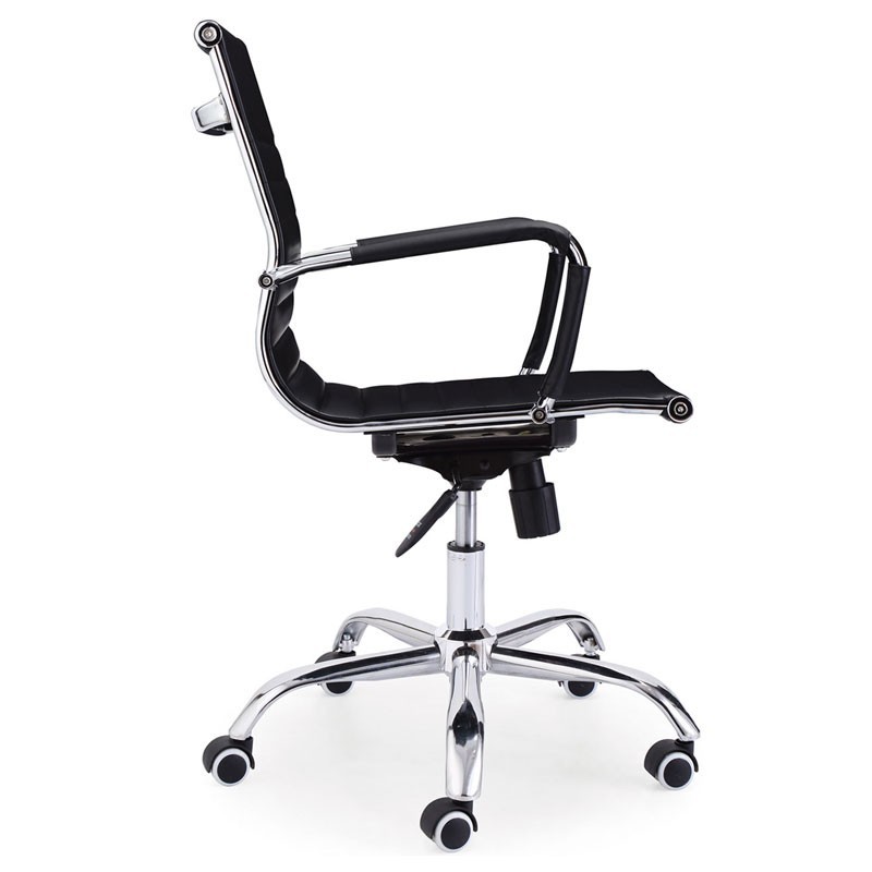 Silla Despacho y Oficina Negro y Cromado con Ruedas