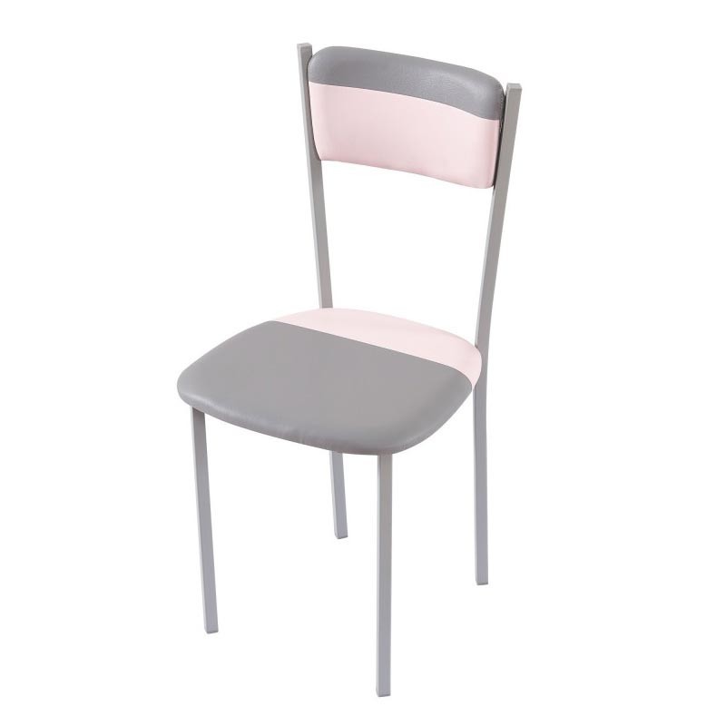 Silla rosa/gris poliuretano y metal cocina Silla rosa/gris poliuretano y metal cocina