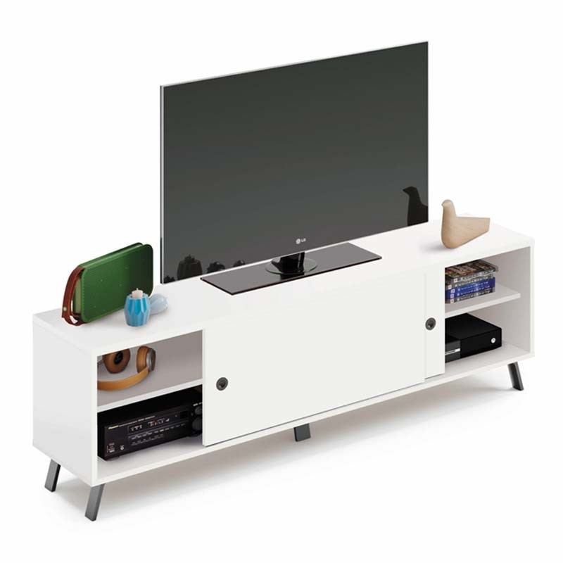 Aparador Armario Mueble Auxiliar 2 Puertas correderas salón Comedor Moderno  Blanco Kamet 87x120x40 c