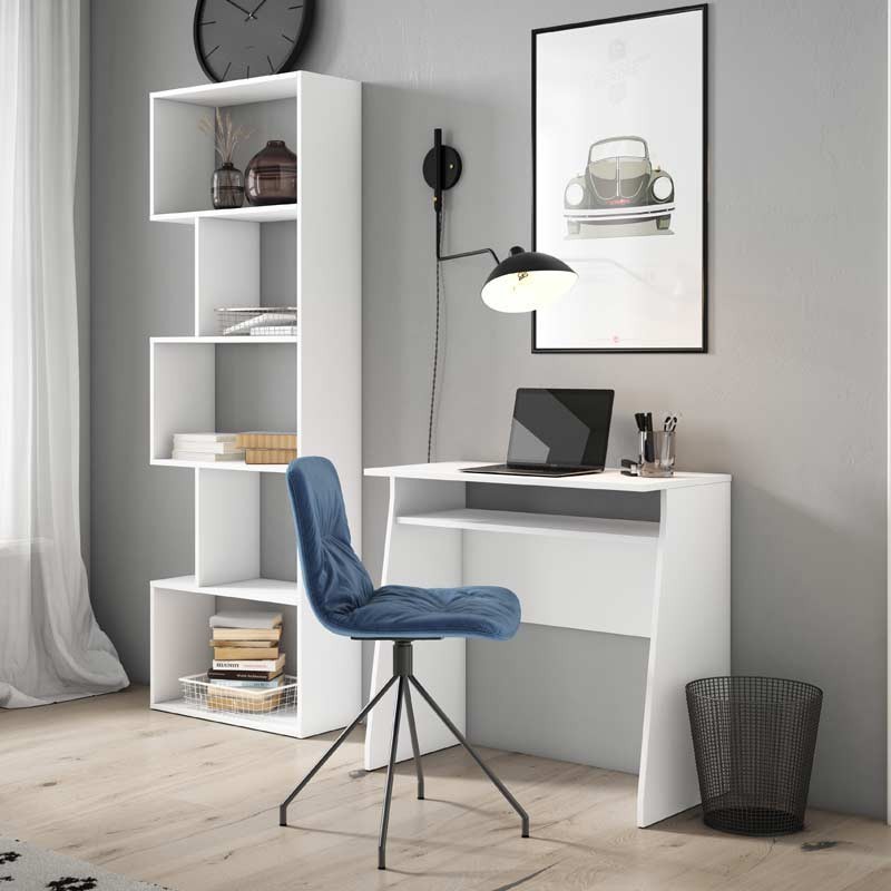 Muebles despacho estudio blanco mate estantería + escritorio