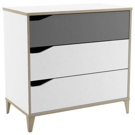 Cómoda Juvenil Genius 3 Cajones Color Blanco y Gris 76x78 cm