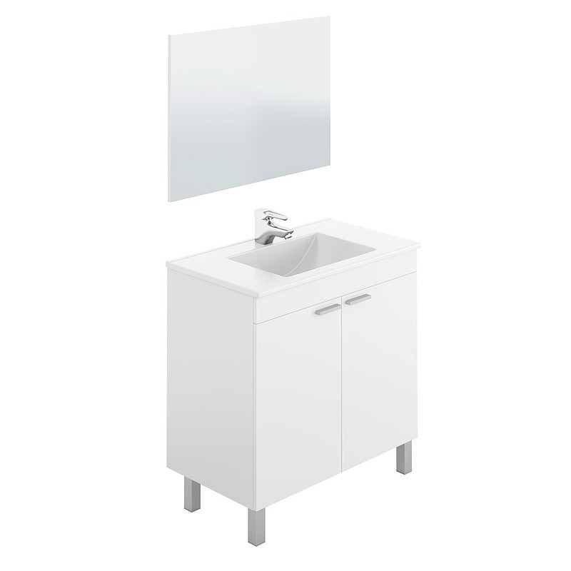 Mueble de baño con espejo Manila blanco brillo 81X46 (LAVAMANOS OPCIONAL)