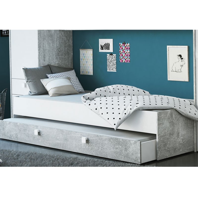 Cama juvenil Concrete estilo industrial 90x200 cm