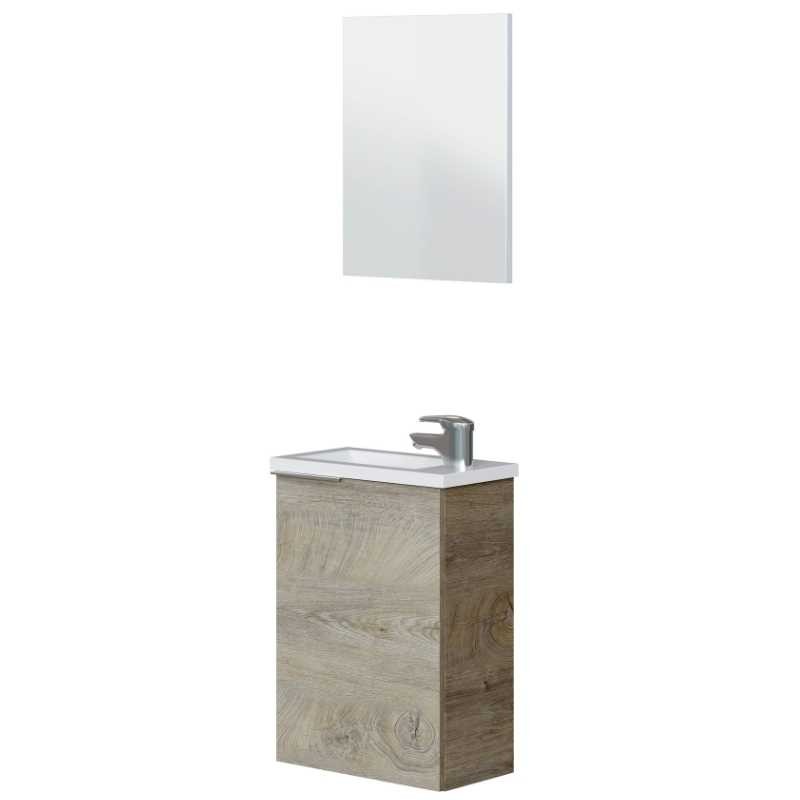 Mueble de baño Suspendido Compact Roble Alaska 40 cm (Lavabo Incluido)