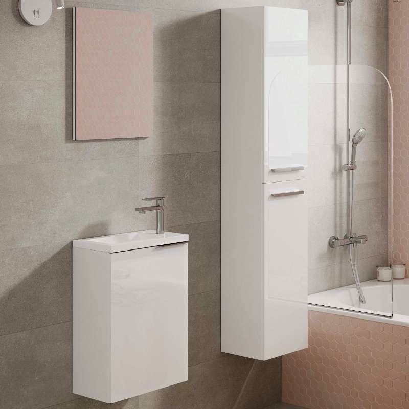 Mueble de Baño Pack Compact blanco brillo moderno (Incluye Lavabo y Espejo)