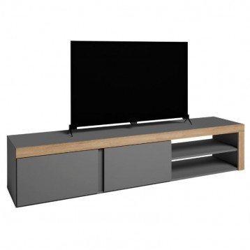 Mesa de TV Fly 180cm 2 Puertas 2 Huecos Pizarra Naturale