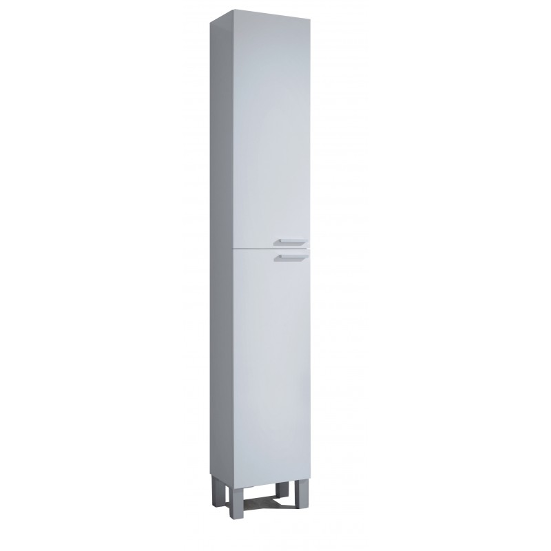 Mueble de Baño Pack Blanco Brillo con columna (Incluye Lavabo y espejo) Ancho 52 cm