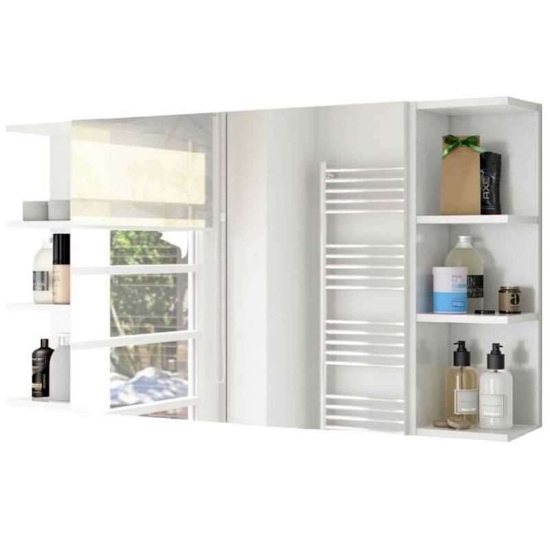 Mueble Auxiliar de Baño Pack 2 Armarios + 2 Estanterías Blanco 120x65 cm