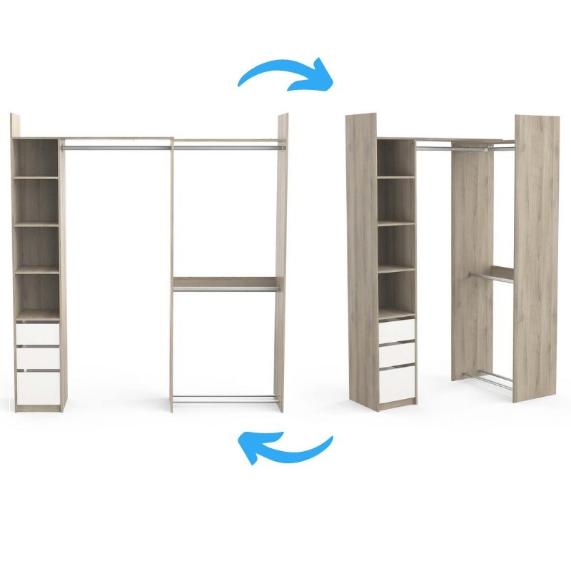 Vestidor Swing 3 Cajones Roble y Blanco Doble 200x218 cm Vestidor Swing 3 Cajones Roble y Blanco Doble 200x218 cm