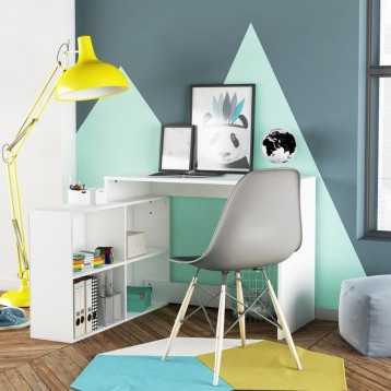 Mesa Escritorio Moderno Con Estanteria Baja Color Blanco_ambiente 2