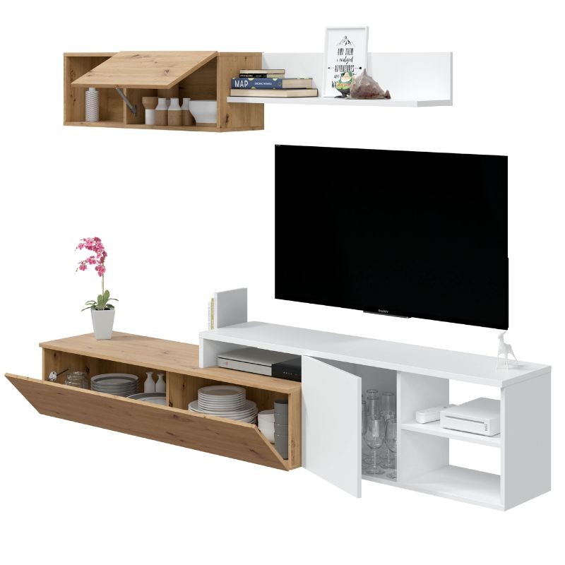 Pack muebles de salón acabado en roble nodi y blanco mate_5