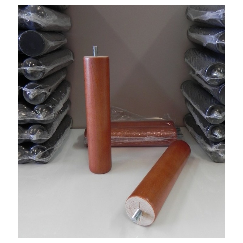 Juego de Patas para Somier Redondas Madera Cerezo (Pack 4)
