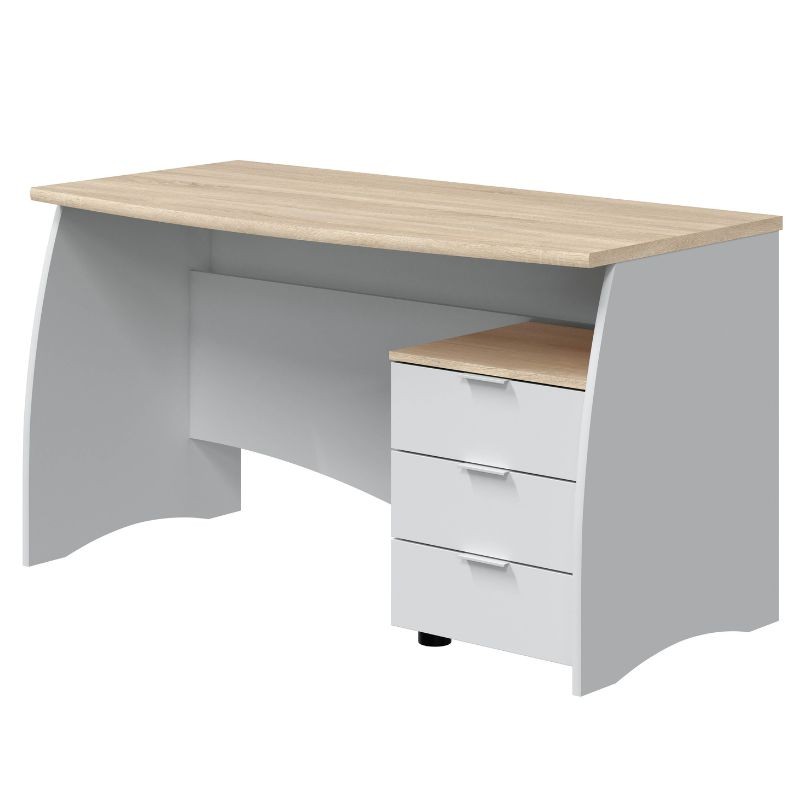 Mesa escritorio con cajón acabado en Roble y Blanco Artik 77 cm