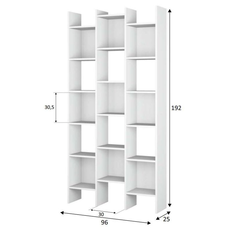 Pack 4 Estantería modernas blanco artic 192x96x25 cm MEDIDAS Pack 4 Estantería modernas blanco artic 192x96x25 cm MEDIDAS