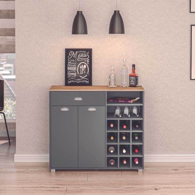 Buffet Barkery Gris Grafito Botellero_Ambiente Buffet Barkery Gris Grafito Botellero_Ambiente