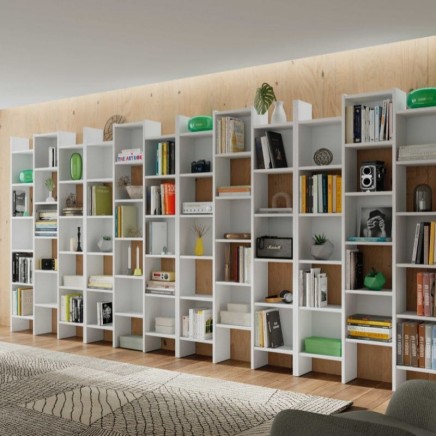 Pack 4 Estanterías Modernas blanco Artik 384x192x25 cm