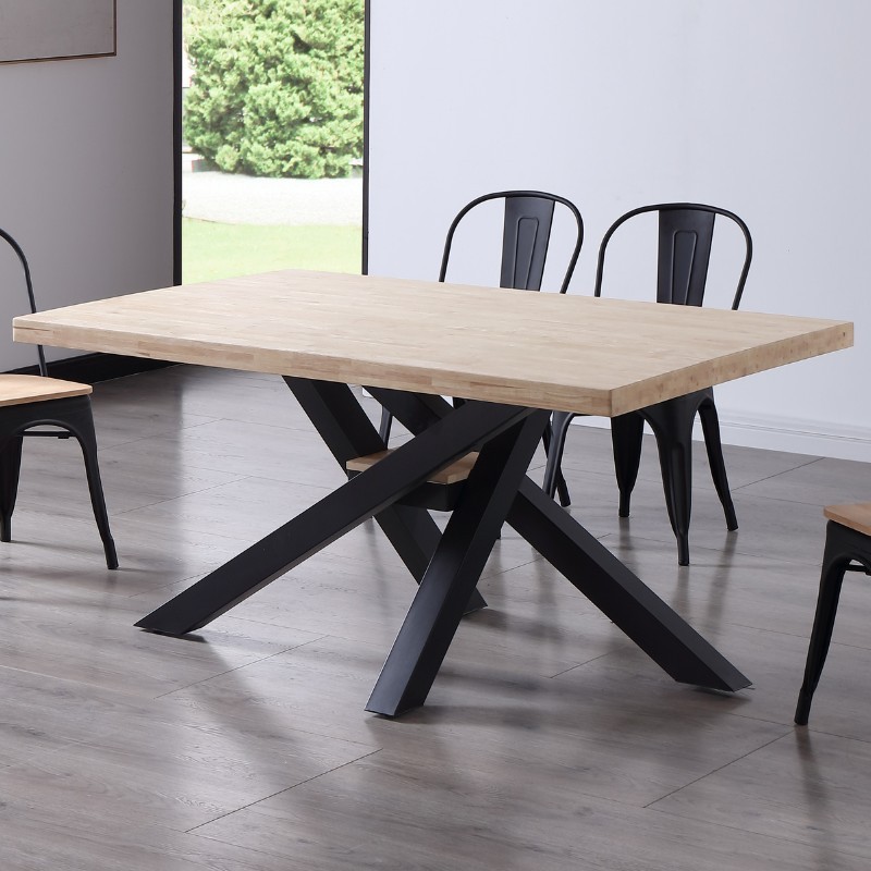 Mesa madera roble nordish Xena pata cruzada negra metal_ambiente_3