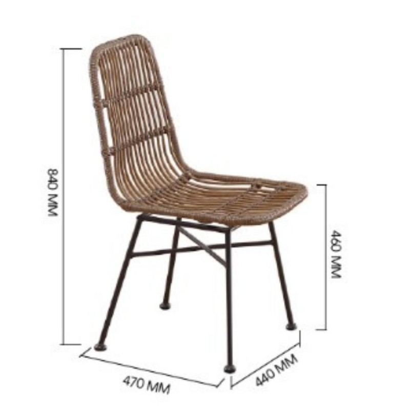 Silla Comedor Thai de rattán_medidas