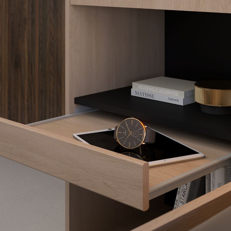 Conjunto Dormitorio Completo John Roble Jackson y Negro Mate - detalle 1 Conjunto Dormitorio Completo John Roble Jackson y Negro Mate - detalle 1