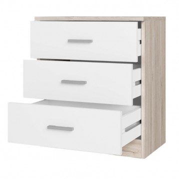 Mesita Dormitorio Principal Completo Color Blanco mate y Roble sahara_detalle