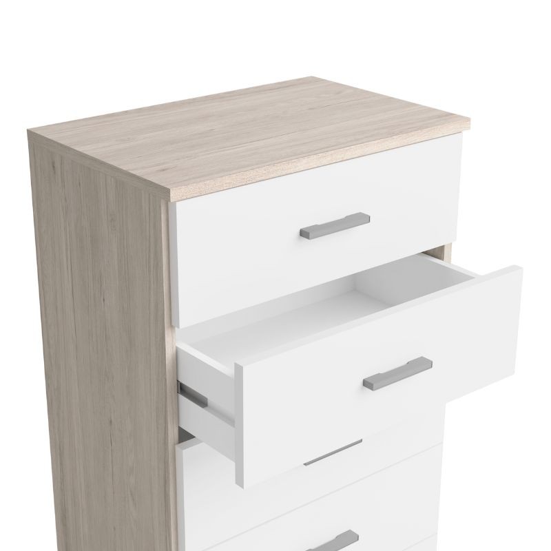 Cómoda Dormitorio Principal Completo Color Blanco mate y Roble sahara_detalle