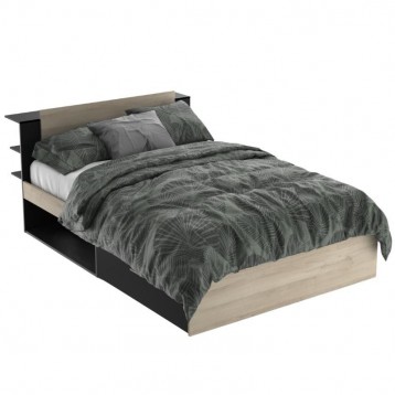 Cama De Matrimonio Life color roble Kronberg y negro mate_portada