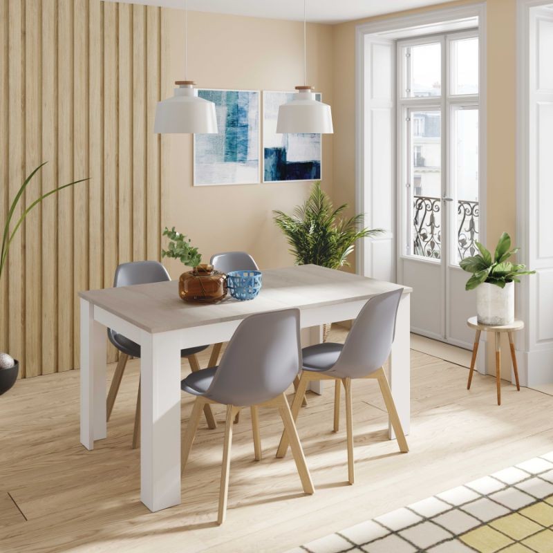 Pack Mesa con 4 Sillas Estilo Nórdico color Gris Cemento_ambiente