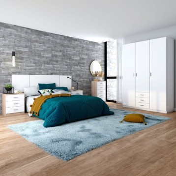 Pack Dormitorio Principal Completo Color Blanco mate y Roble sahara_ambiente