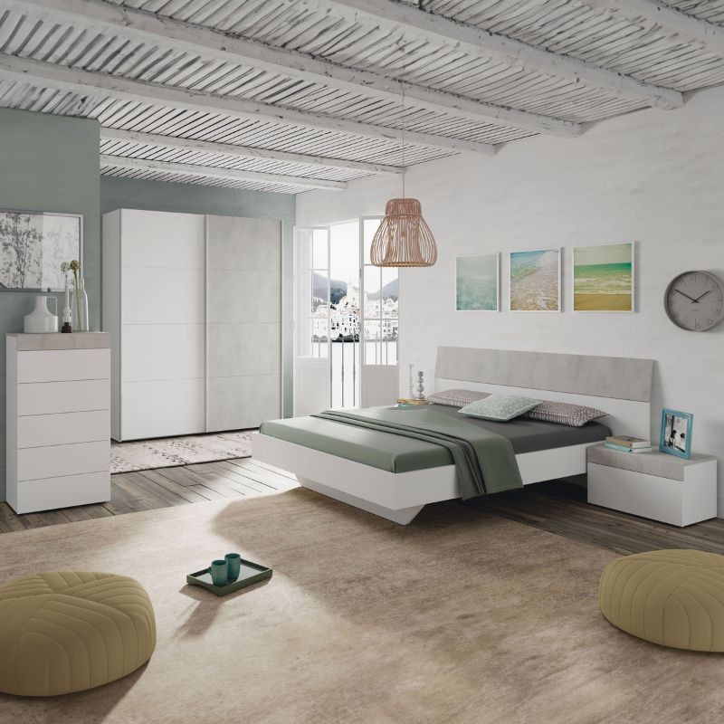 dormitorio estilo industrial cemento