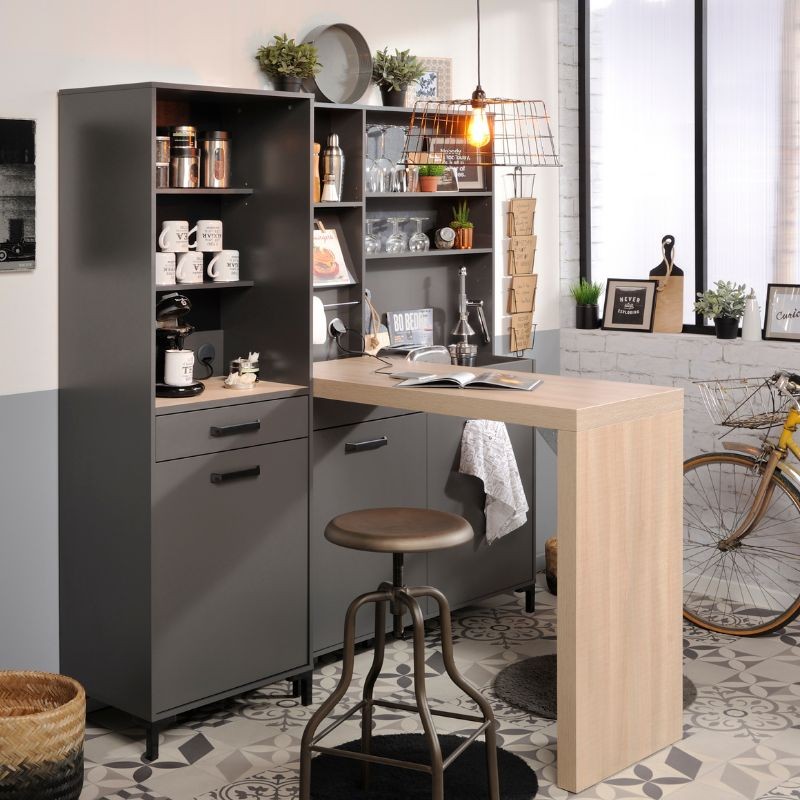 Módulo Cocina Columna Con Estantes Smoke Color Gris_ambiente