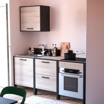 módulo cocina fabrik 60cm roble y negro completo