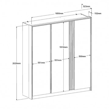 Armario Eik 3 Puertas Roble_medidas