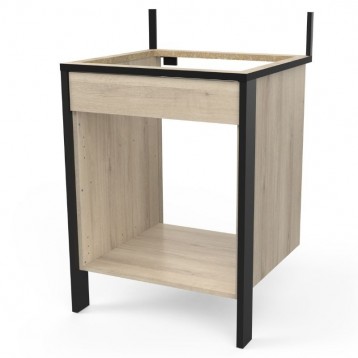 Módulo Cocina Industriale Horno Roble Y Negro-2