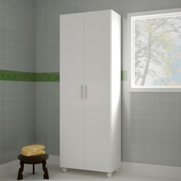 Armario Multiusos Alto Con Ruedas Y 2 Puertas Color Blanco_ambiente
