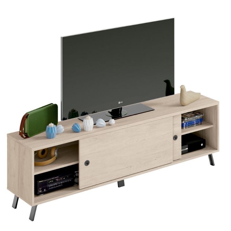 Mueble TV salón Kam color roble 160x52x40 cm_Portada