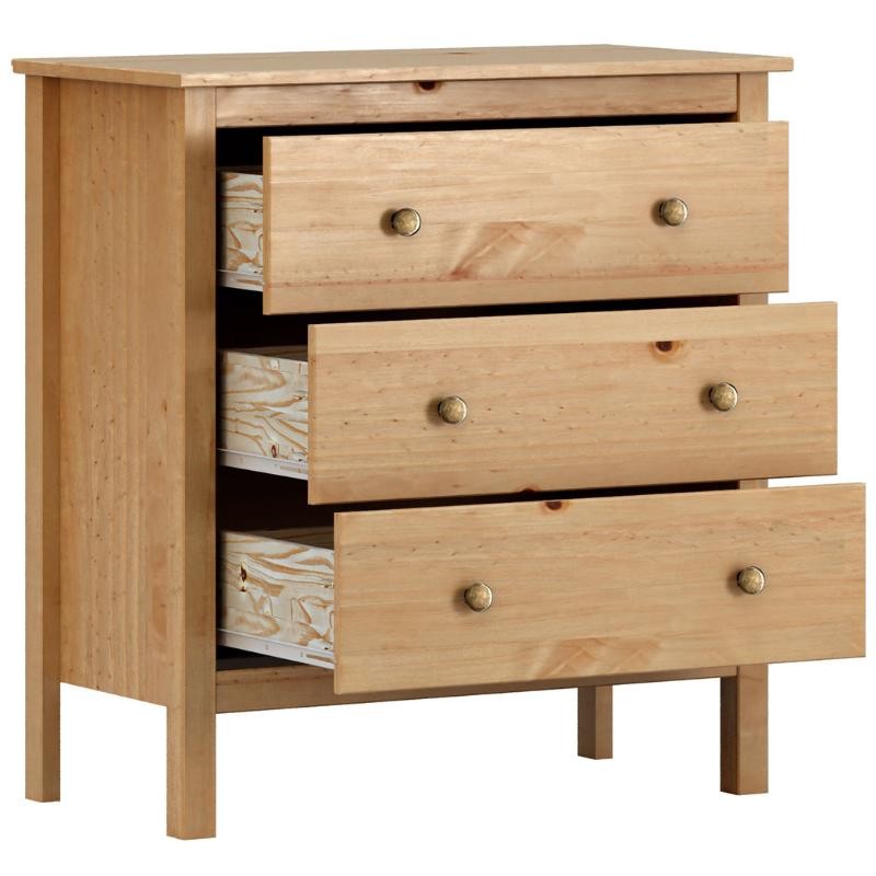 Cómoda 3 Cajones color Miel_cajones abiertos