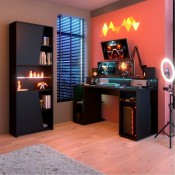 Miroytengo Estantería Gamer con LED Incluido Color Negro librería Gamer 6  estantes Estilo Moderno Mueble 180x67x28 cm : : Hogar y cocina
