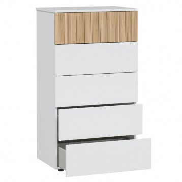 Cómoda Ethna 5 Cajones Color Blanco Artik Y Natur_1