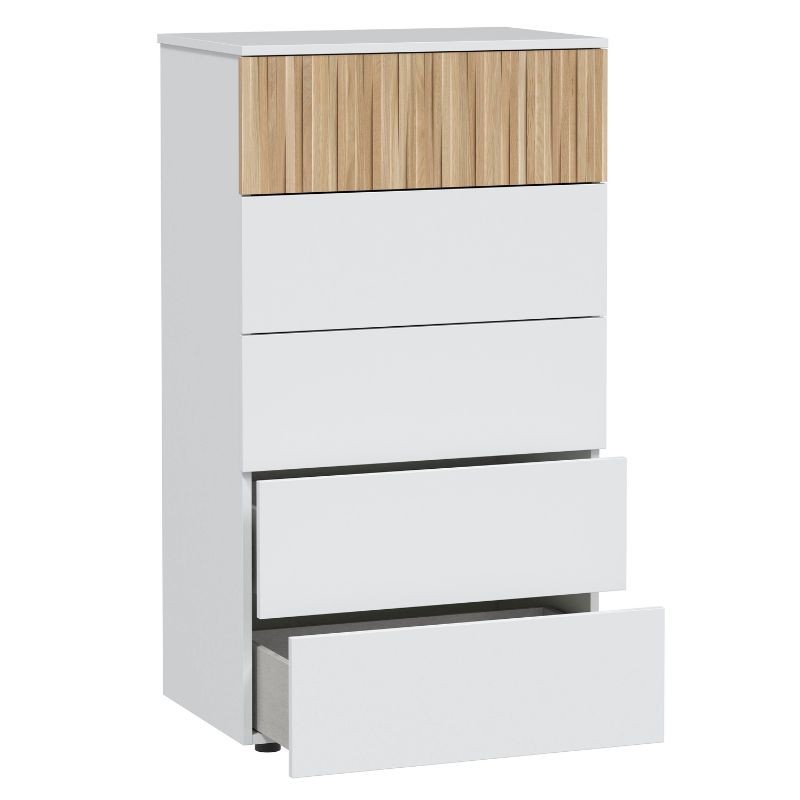 Cómoda Ethna 5 Cajones Color Blanco Artik Y Natur_1 Cómoda Ethna 5 Cajones Color Blanco Artik Y Natur_1