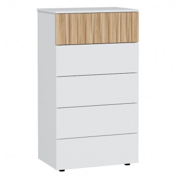 Cómoda Ethna 5 Cajones Color Blanco Artik Y Natur