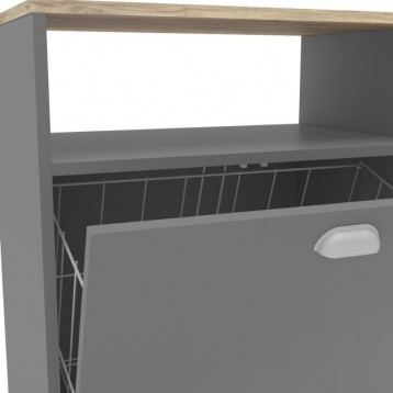 Mueble Auxiliar Lavandería Con Ruedas en color Gris_detalle puerta