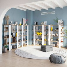 Pack 4 Estanterías Deia Color Blanco Artik Y Roble Nodi Estilo Moderno