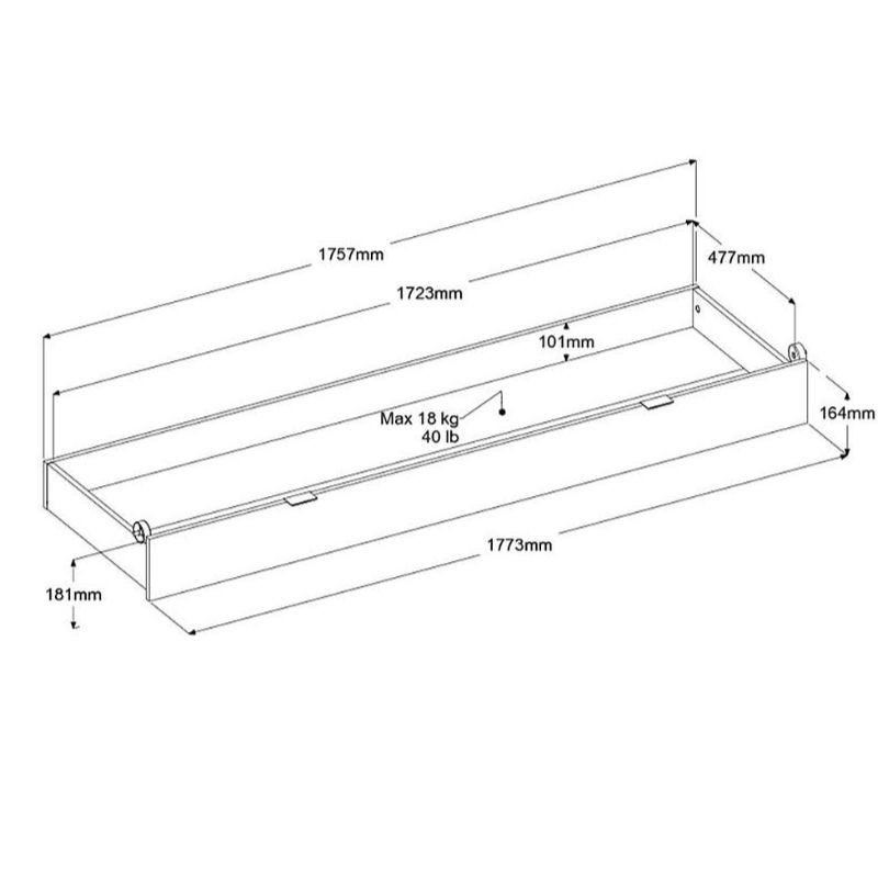 Cajón Bajo Cama De Matrimonio Lampe Color Negro Stipple_medidas