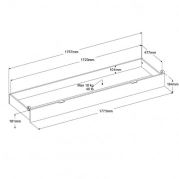 Cajón Bajo Cama De Matrimonio Lampe Color Negro Stipple_MEDIDAS